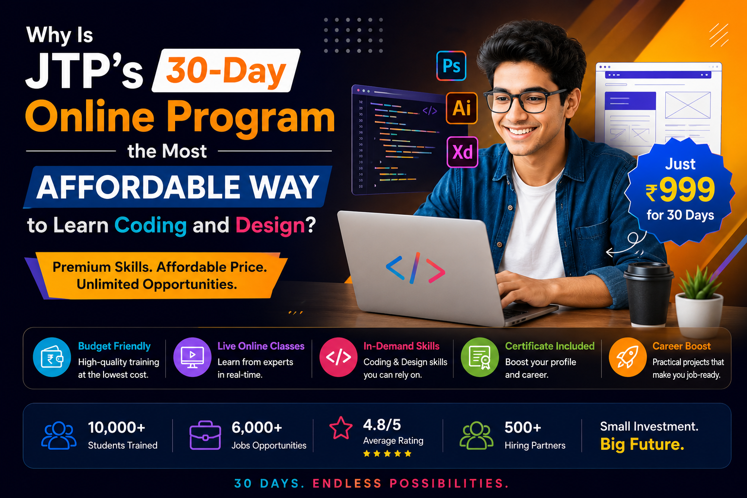 JTP 30-Day Online Program: Affordable Coding & Design Course