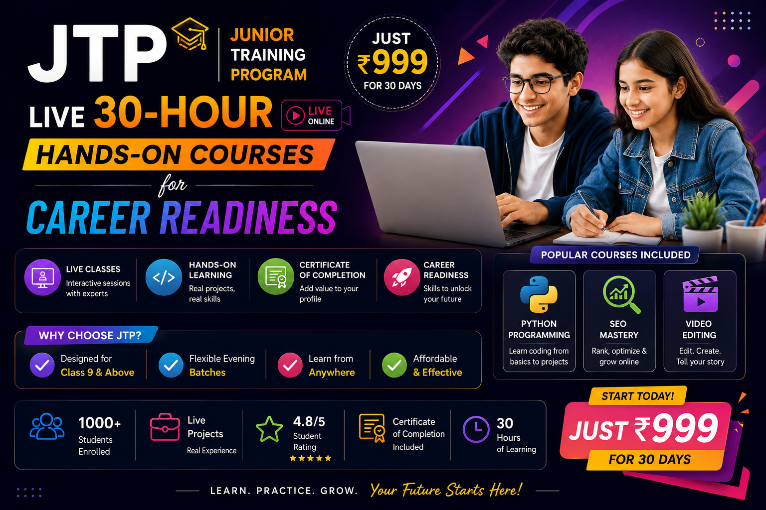 JTP: Live 30-Hour Online Courses for Career Readiness