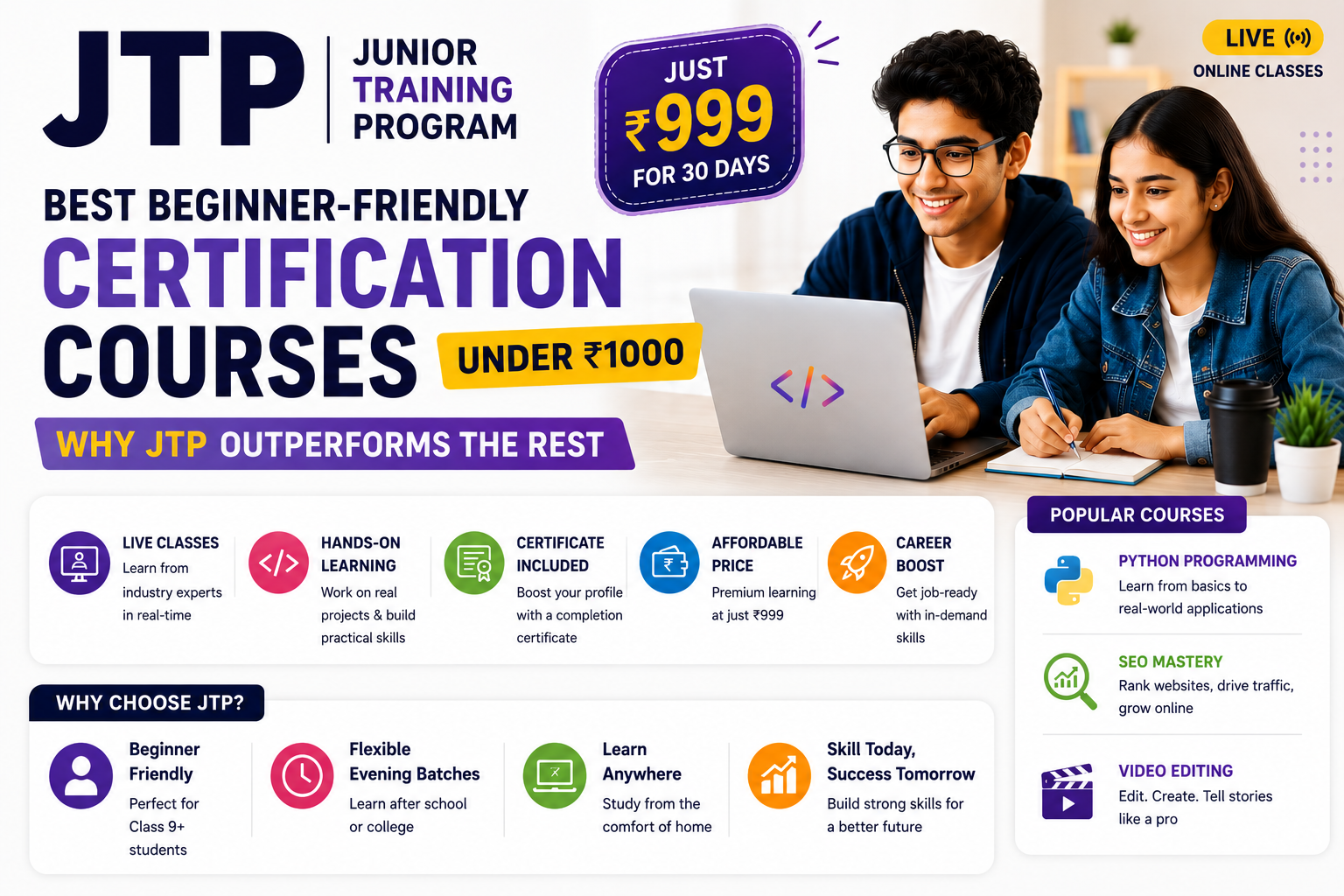 Best Beginner Certification Courses Under ₹1000 | Why JTP Wins