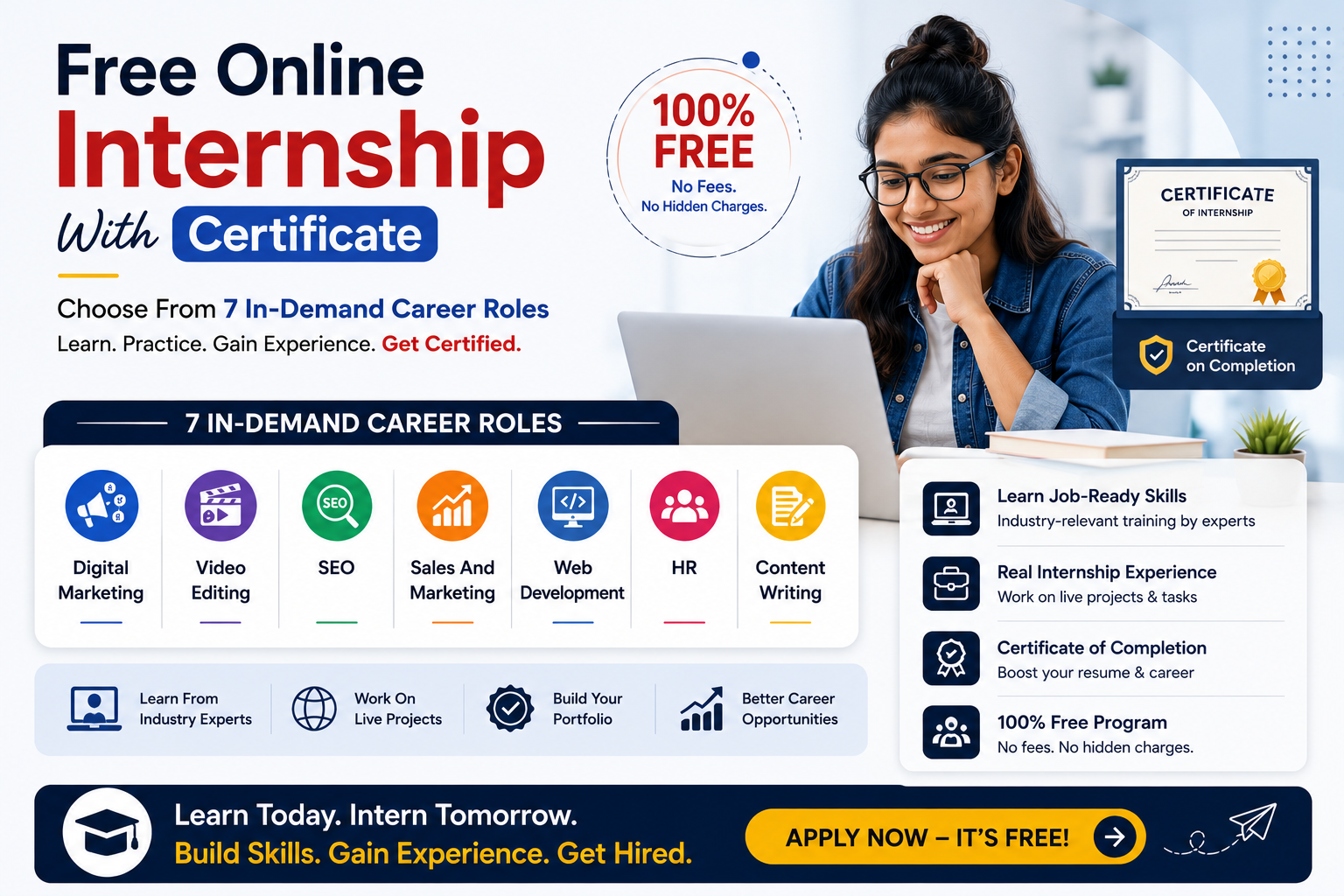 Free Online Internship With Certificate: 7 Career Roles