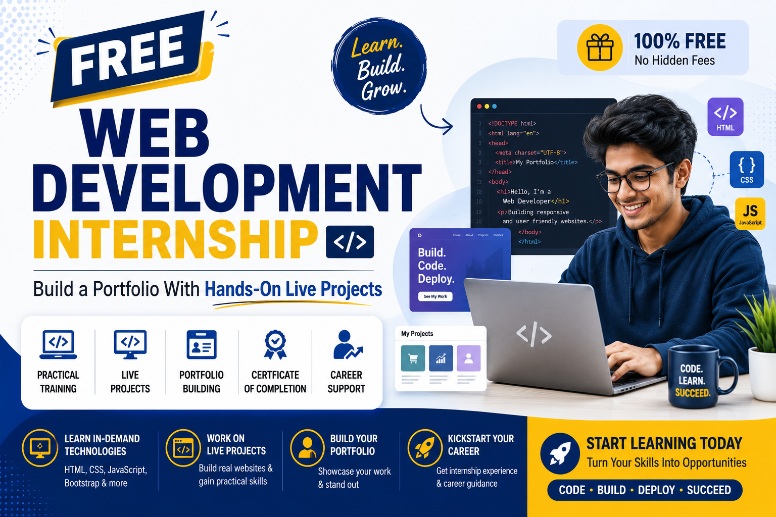 Free Web Development Internship With Live Projects