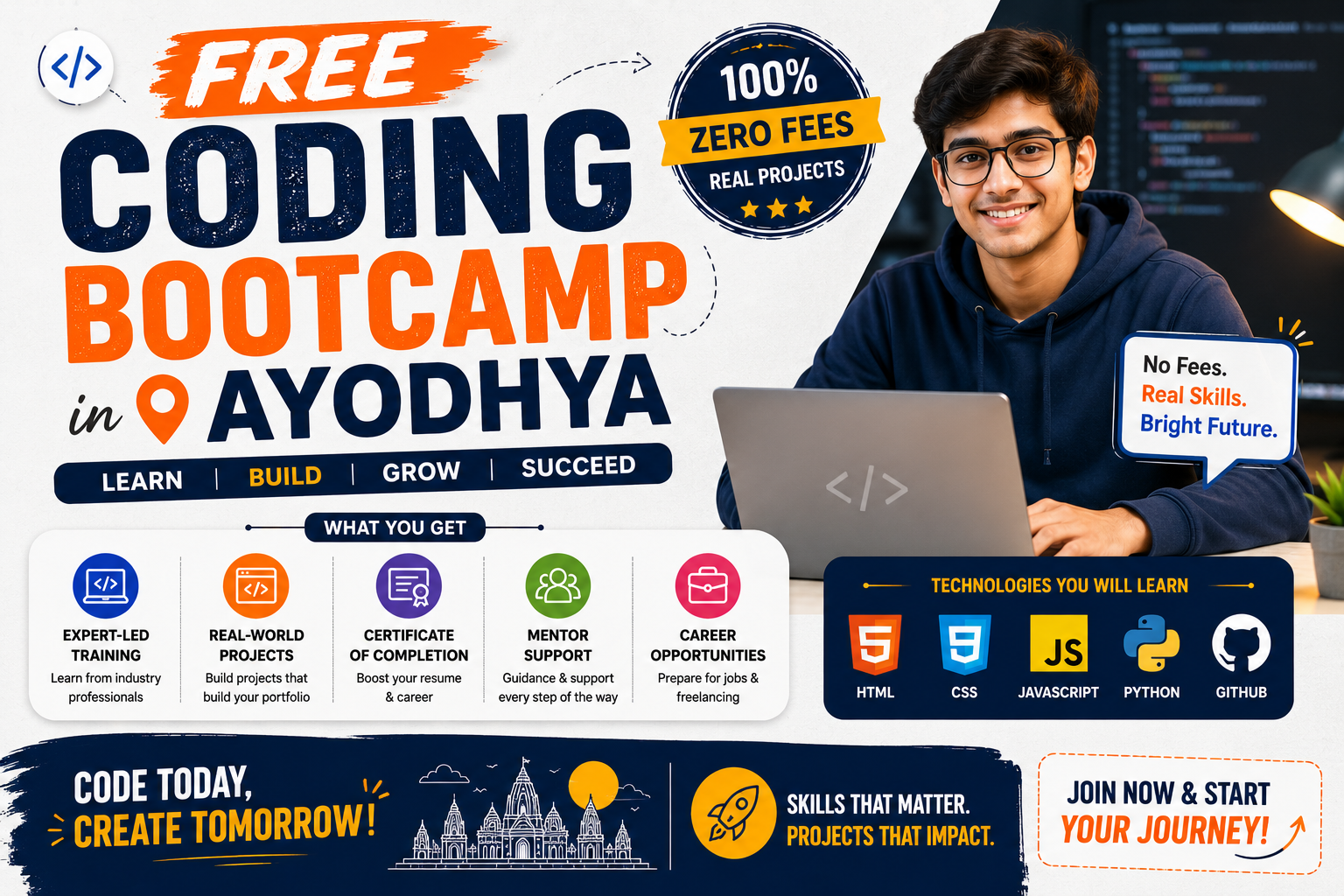 Free Coding Bootcamp in Ayodhya | Zero Fees, Real Work
