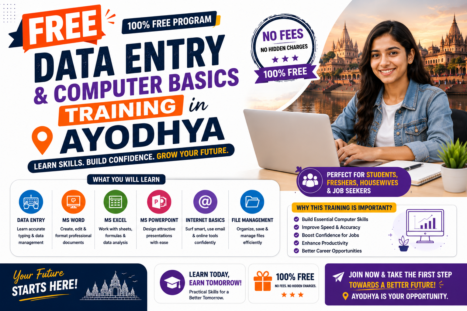 Free Data Entry & Computer Basics Training in Ayodhya