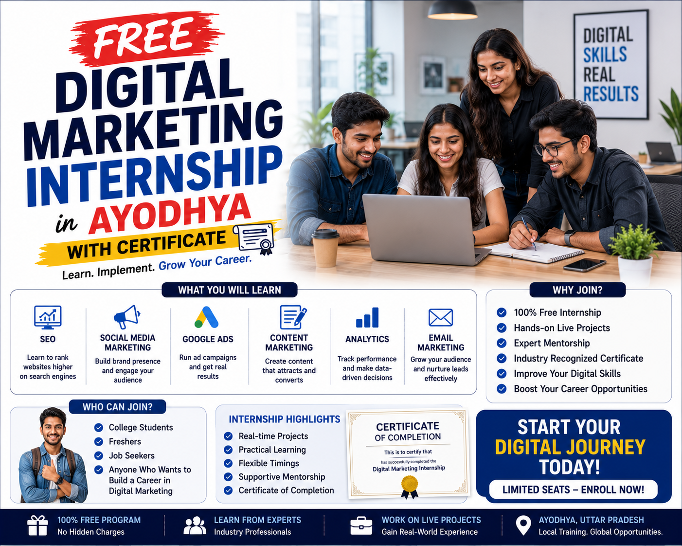 Free Digital Marketing Internship in Ayodhya | Certificate