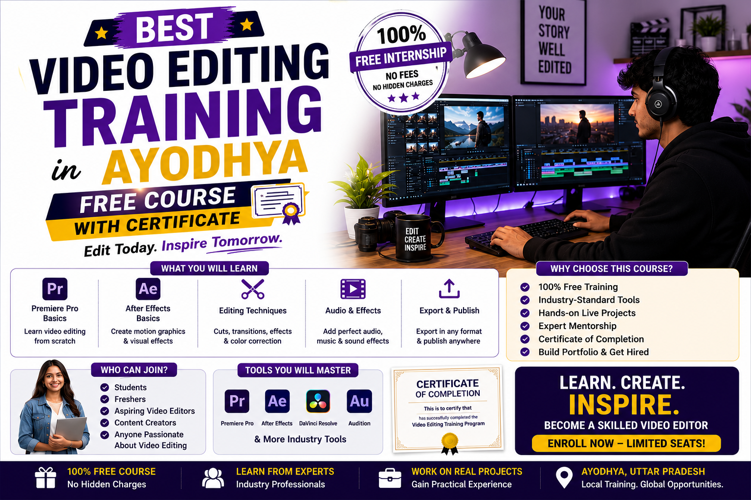 Best Video Editing Training in Ayodhya | Free Certificate