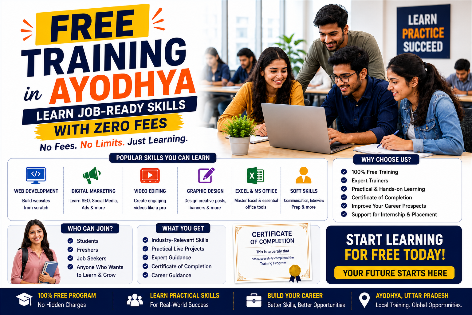 Free Training in Ayodhya: Learn Job-Ready Skills With Zero Fees